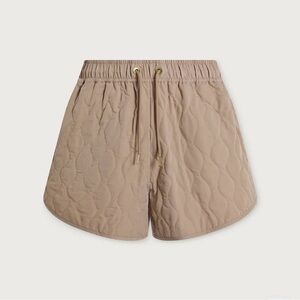 Varley  Catrine Quilted Athletic Shorts — Light Taupe. Size large.